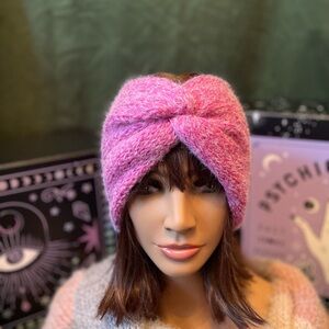 “Fluff Yeah!” Hand-Knit Twisted Ear Warmer – Soft, Fuzzy & Pretty in Pink
